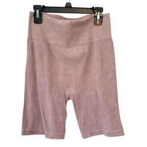 Aura Pink Ribbed Bike Shorts Size M/L